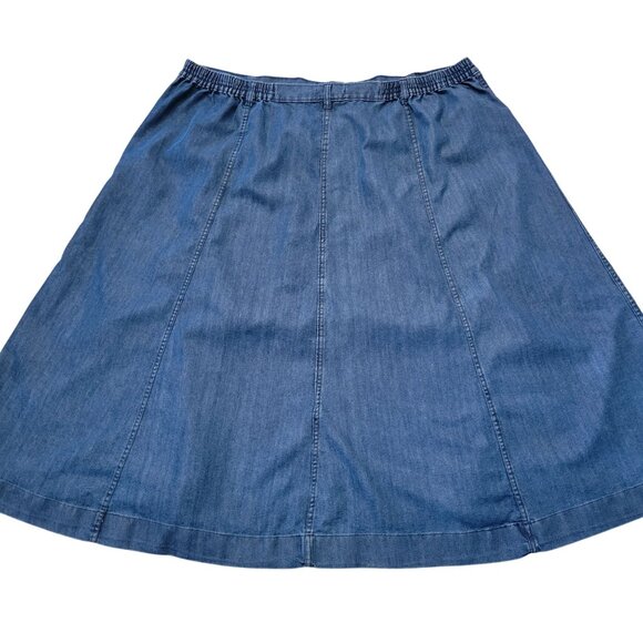 Roamans 30W Denim A Line Skirt Blue Jean Maxi‎ Full Modest Yellowstone - Picture 4 of 5